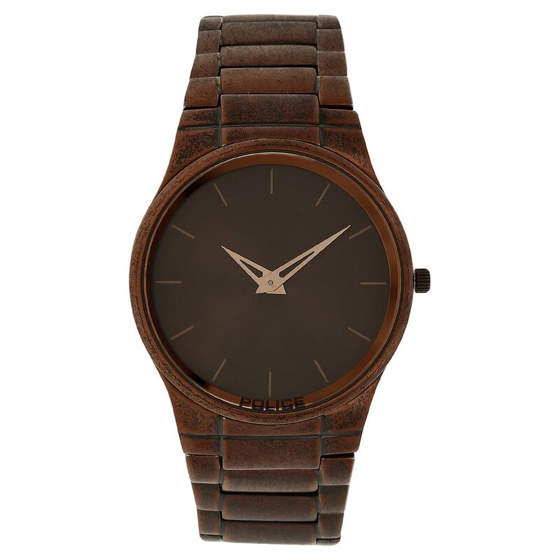 Police Quartz Analog Brown Dial Stainless Steel Strap Watch for Men