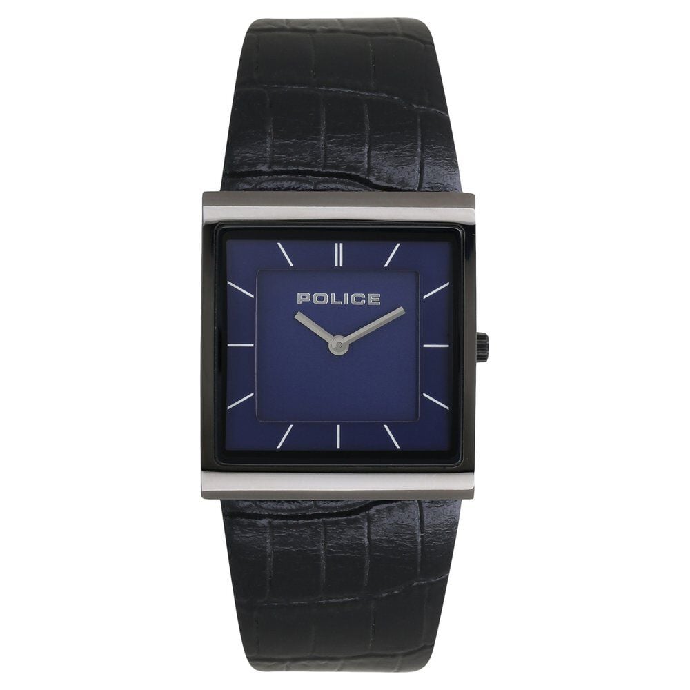 Police Quartz Analog Blue Dial Leather Strap Watch for Men