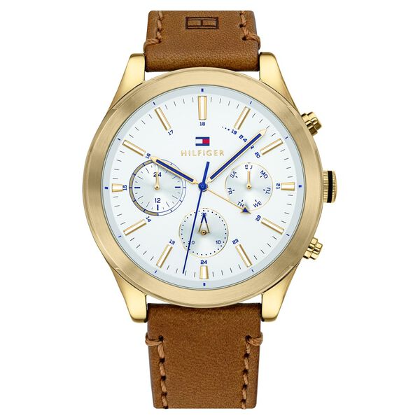 Tommy Hilfiger Quartz Multifunction Silver Dial Leather Strap Watch for Men - image number 0