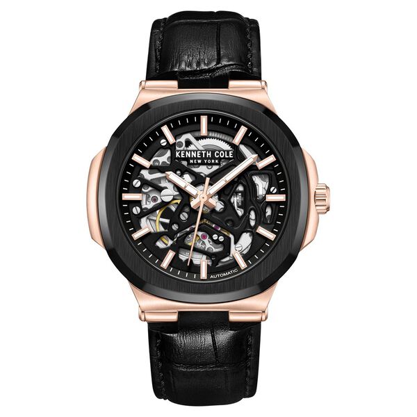 Kenneth Cole Automatic Black Dial With Black Leather Strap Watch For Men - image number 0