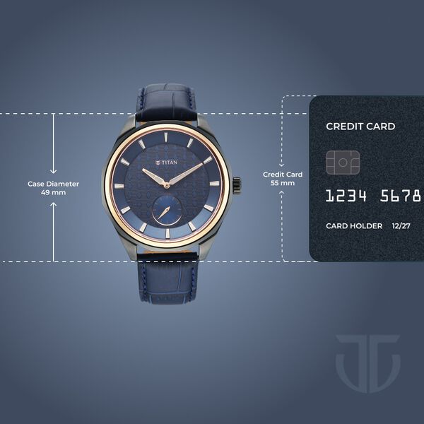 Titan Regalia Opulent Offset Second Hand Blue Dial Blue Leather Strap Watch For Men - image number 3
