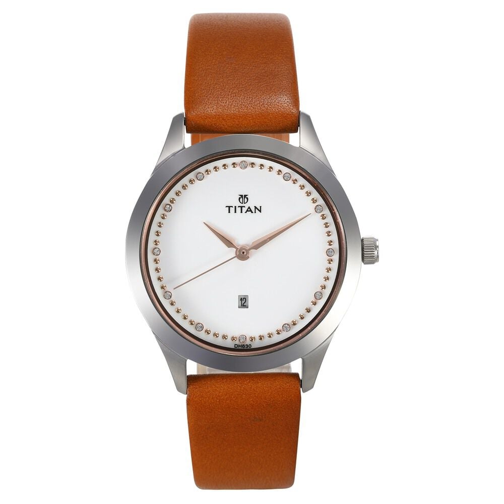 Titan Sparkle White Dial Analog Date Function Watch for Women-image-19