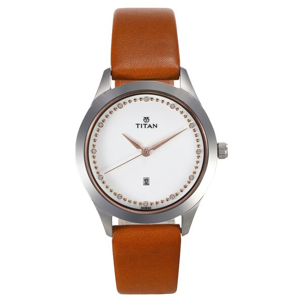 Titan Sparkle White Dial Analog Date Function Watch for Women - image number 0