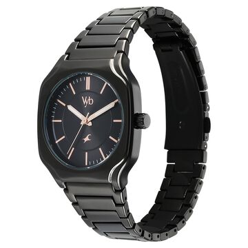 Vyb Maverick By Fastrack Quartz Analog Black Dial Metal Strap Watch For Guys