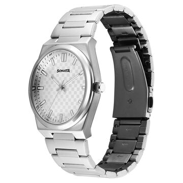 Sonata Festive Quartz Analog Silver Dial Metal Strap Watch For Men
