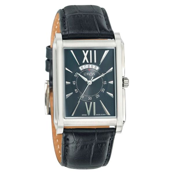Xylys Swiss Analog with Date Black Leather Strap and Black Dial Watch For Men - image number 0