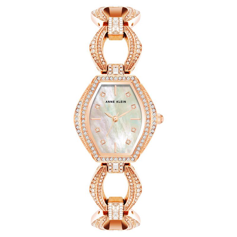 Anne Klein Quartz Analog Mother of Pearl Dial Rose Gold Metal Strap Cushion Shaped Watch For Women