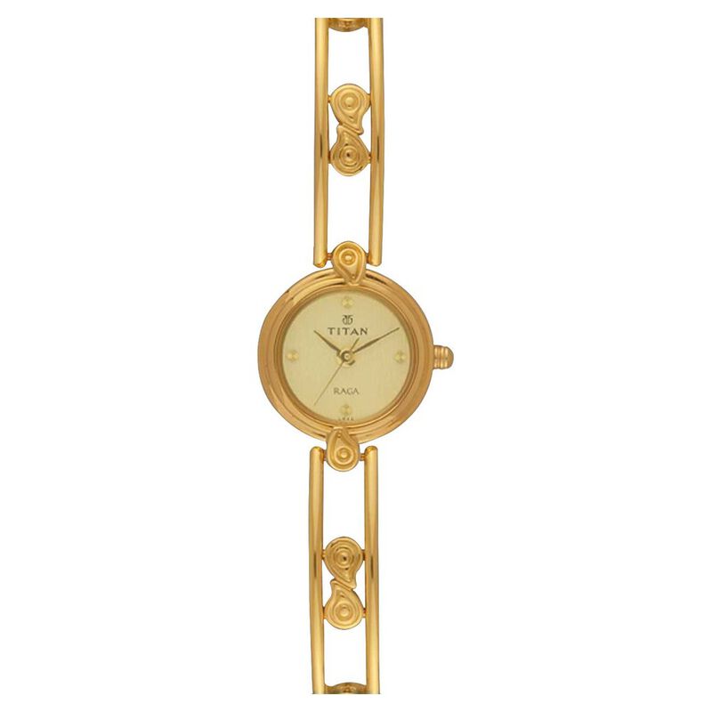 Titan Quartz Analog Champagne Dial Watch for Women