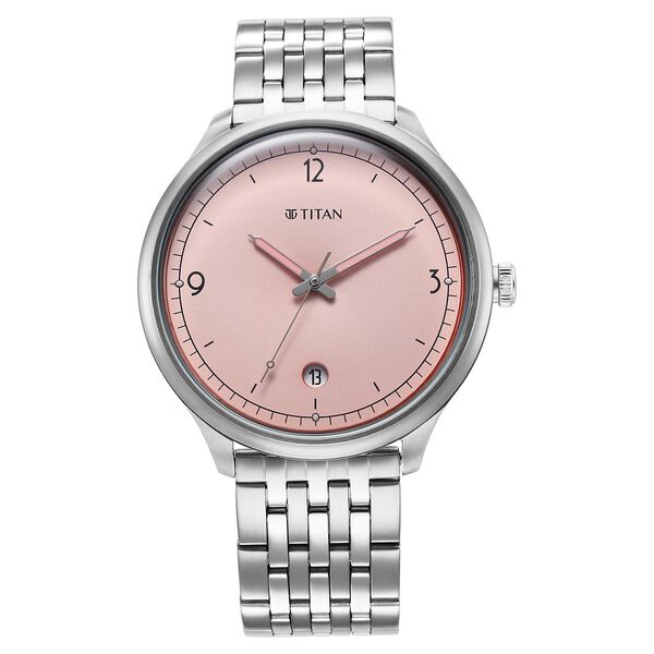 Titan Timeless Treasures Quartz Analog with Date Pink Dial With Silver Color Stainless Steel Strap Watch For Men - image number 0