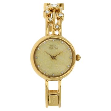 Titan Raga Champagne Dial Women Watch With Metal Strap