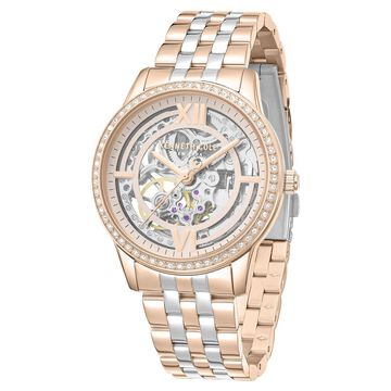Kenneth Cole Automatic Automatic Rose Gold Dial Two Toned Stainless Steel Strap Watch For Women