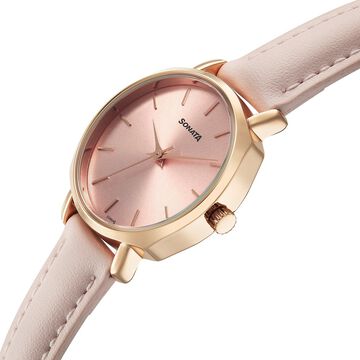 Sonata Eternia Quartz Analog Pink Dial Leather Strap Watch For Women