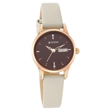 Titan Women's Lagan Chic: Studded Brown Dial watch with & Elegant Hands