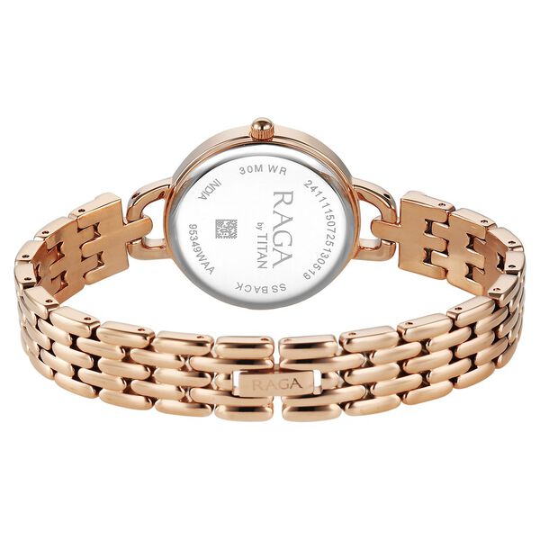 Titan Raga Showstopper Quartz Analog Silver Dial Rose Gold Metal Strap Watch For Women - image number 4