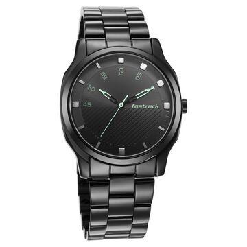 Fastrack Stunners Quartz Analog Black Dial Stainless Steel Strap Watch for Guys