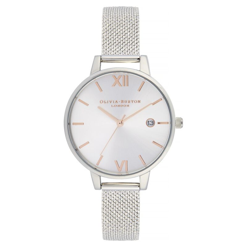 Olivia Burton Quartz Analog Silver Dial Stainless Steel Strap Watch for Women