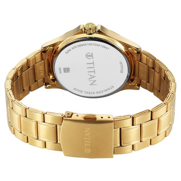 Titan Karishma Quartz Analog with Day and Date Green Dial Golden Stainless Steel Strap Watch For Men - image number 6