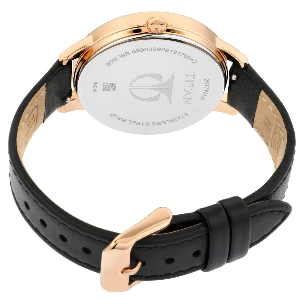 Buy Online Titan Pay Black Dial Quartz Multifunction Leather Strap watch for Women 2617wl04 Titan