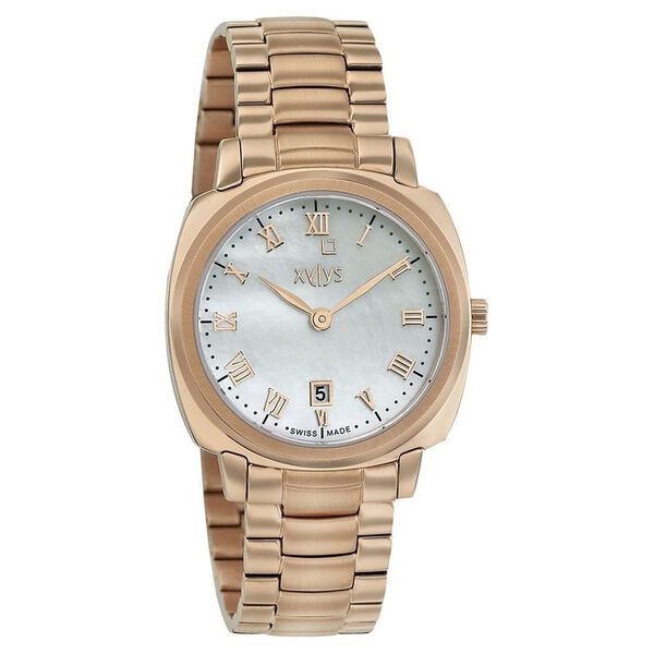 Xylys Swiss Analog with Date Red Stainless Steel Strap and Mother of Pearl Dial Watch For Women - image number 0