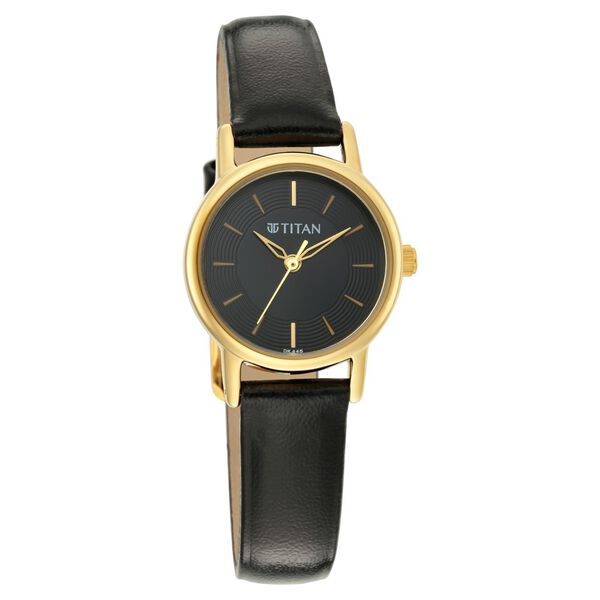 Titan Quartz Analog Black Dial Leather Strap Watch for Women - image number 0