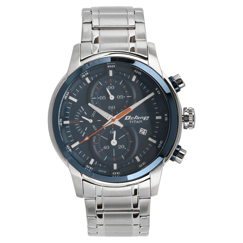 Titan Quartz Chronograph Blue Dial Stainless Steel Strap Watch for Men - image number 0