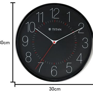 Titan Metallic Black Wall Clock with Slim Hands - 30 cm x 30 cm (Medium)