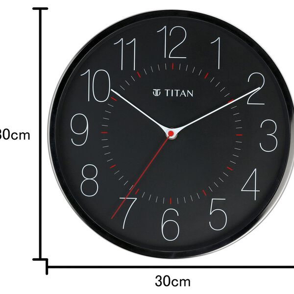 Titan Metallic Black Wall Clock with Slim Hands - 30 cm x 30 cm (Medium) - image number 5