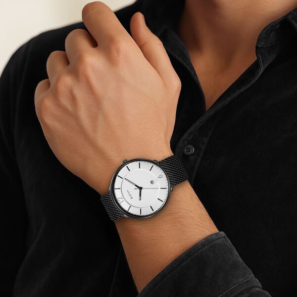 Titan Minimals White Analog with Date Stainless Steel Strap watch for Men - image number 6