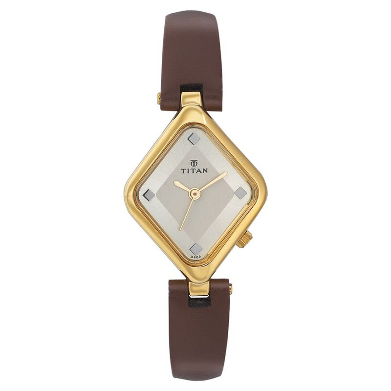 Titan Quartz Analog Champagne Dial Watch for Women