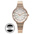 Titan Aura Quartz Analog Rose Gold Dial Stainless Steel Strap Watch for Women