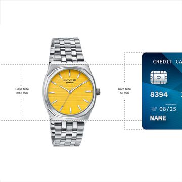 Sonata Poze Quartz Analog Yellow Dial Silver Colour Stainless Steel Strap Watch For Men