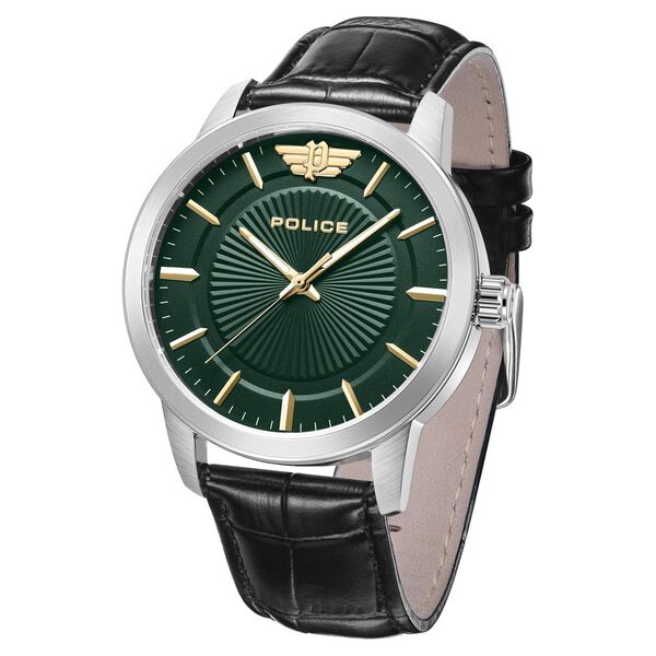 Police Quartz Analog Green Dial Leather Strap Watch for Men - image number 1