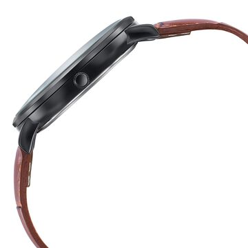 Sonata Verve Quartz Analog Black Dial Brown Leather Strap Watch For Men