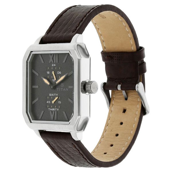Titan Quartz Multifunction Black Dial Strap Leather Strap Watch for Men - image number 1