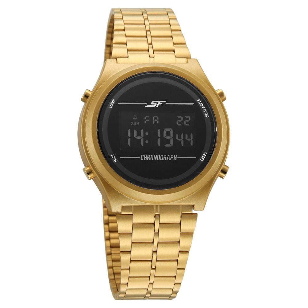 SF CirQle Digital Black Dial Golden Stainless Steel Strap Watch For Men-image-9
