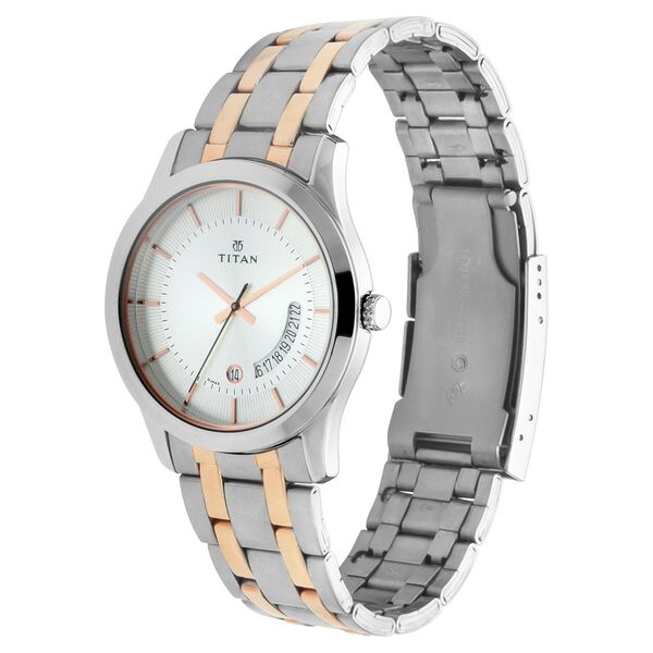 Titan Quartz Analog with Date Silver Dial Stainless Steel Strap Watch for Men - image number 2