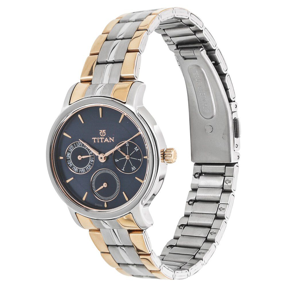 Buy Online Titan Workwear Blue Dial Women Watch With Stainless Steel Strap nn2589km02 Titan