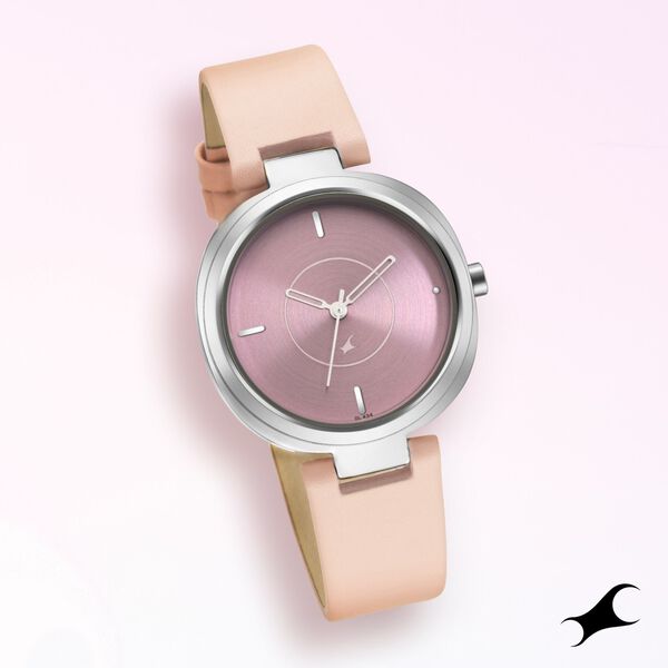 Fastrack Stunners Quartz Analog Pink Dial Leather Strap Watch for Girls - image number 0