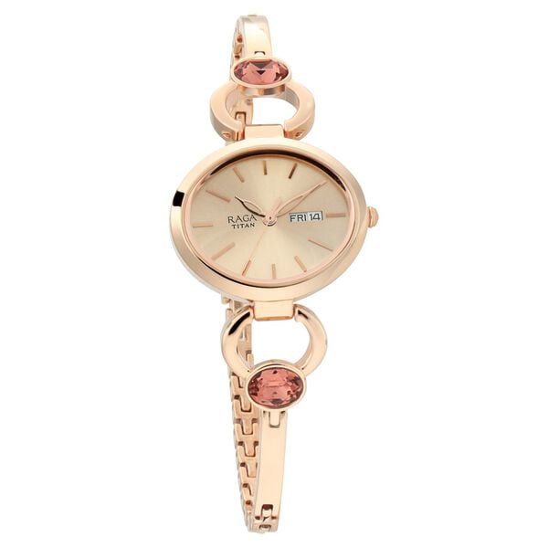 Titan Raga Viva Rose Gold Dial Analog with Day and Date Metal Strap Watch for Women - image number 1