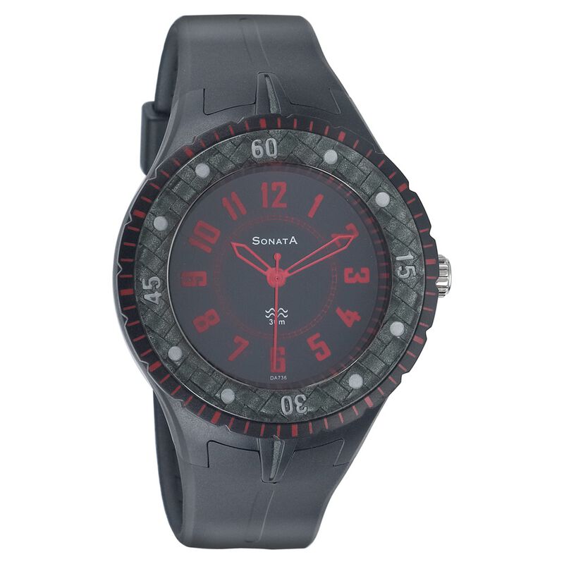 Sonata Quartz Analog Black Dial Strap Watch for Men