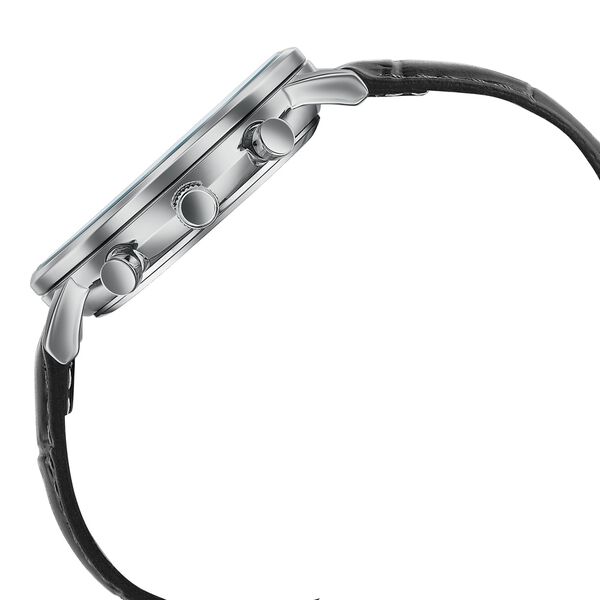 Sonata Festive Quartz Multifunction Silver Dial Black Leather Strap Watch For Men - image number 4