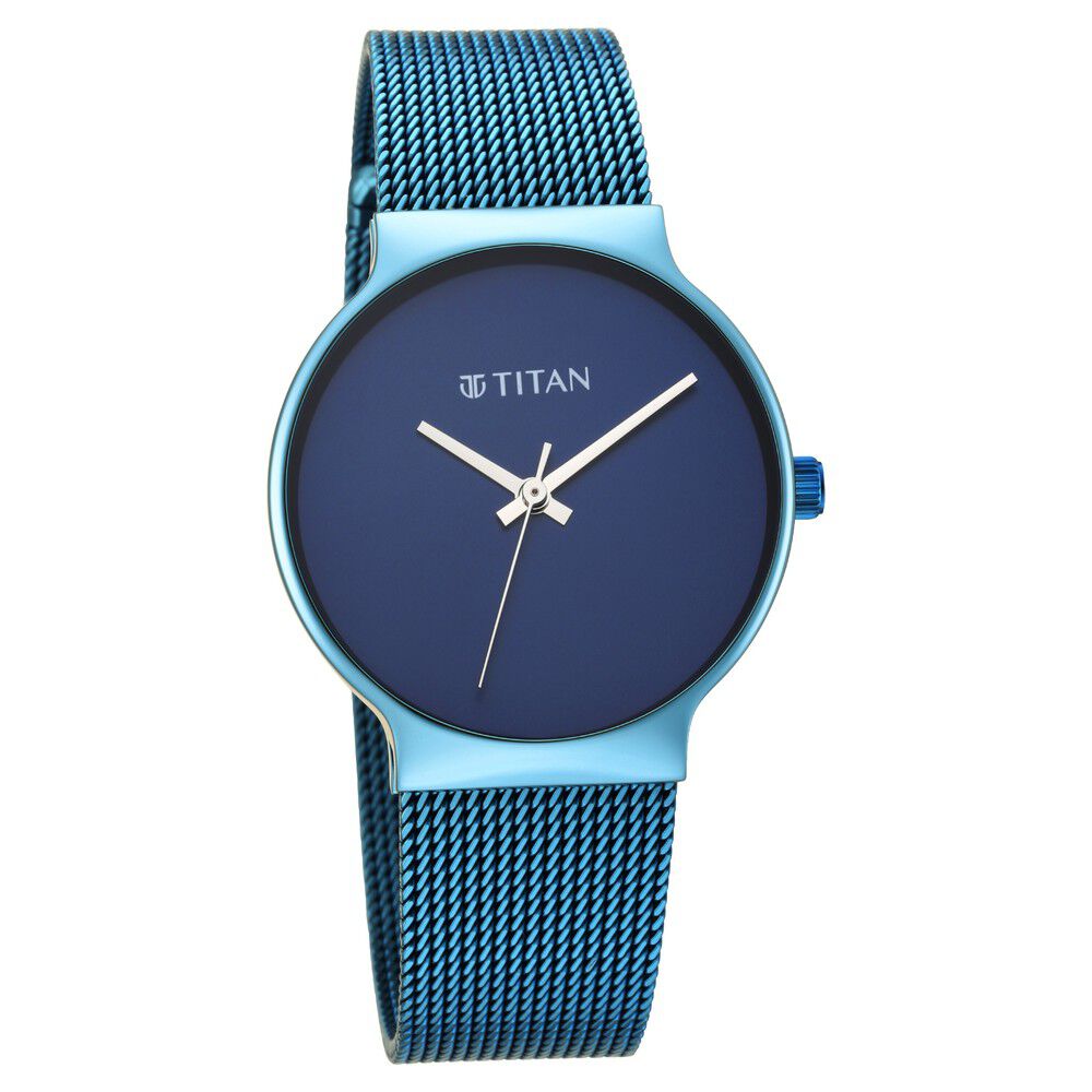 Titan watch sales blue dial