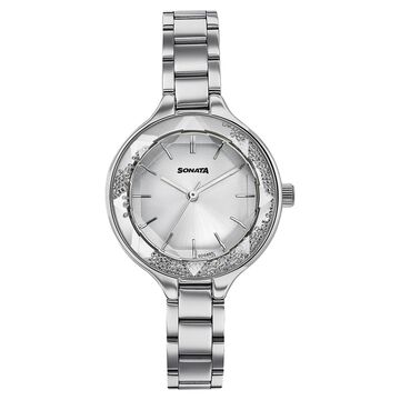 Sonata Festive Quartz Analog Silver Dial Silver Metal Strap Watch For Women