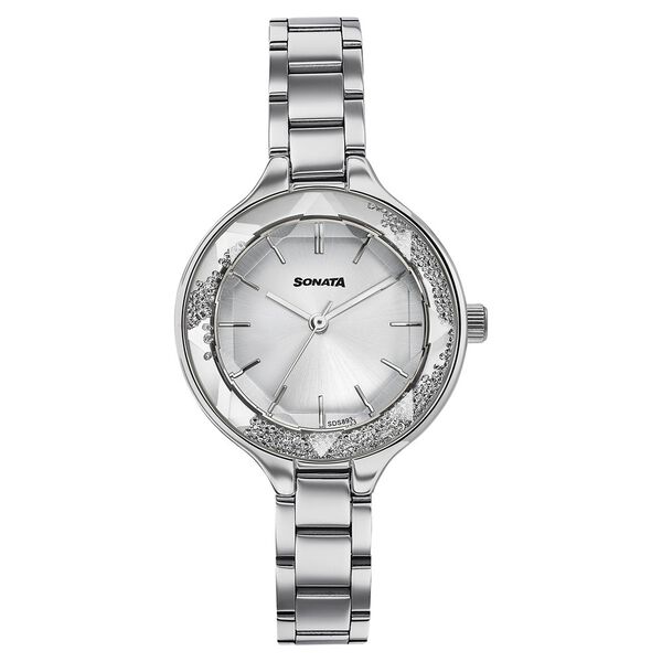 Sonata Festive Quartz Analog Silver Dial Silver Metal Strap Watch For Women - image number 0