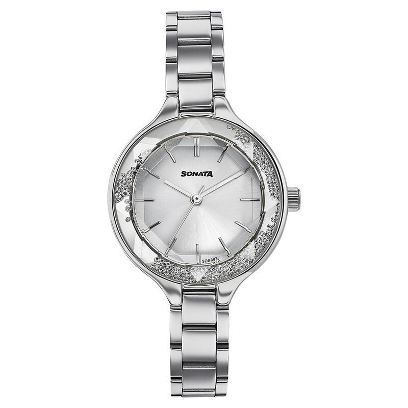 Sonata Festive Quartz Analog Silver Dial Silver Metal Strap Watch For Women