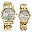 Sonata Perfect Pairs Quartz Analog Teal Dial Two Toned Metal Strap Watch For Couple