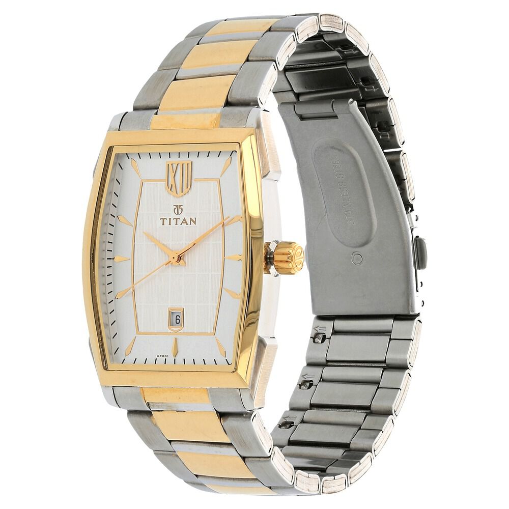 Buy Online Titan Quartz Analog with Date Silver Dial Stainless Steel Strap Watch for Men nj1692bm01 Titan