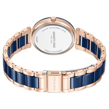 Kenneth Cole Quartz Analog Blue Dial Blue Stainless Steel & Ceramic Strap Watch For Women