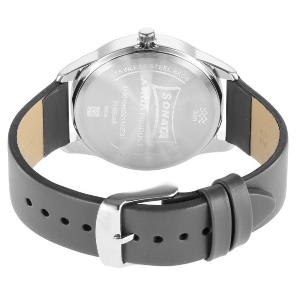 Sonata Force Quartz Analog Blue Dial Leather Strap Watch for Men - image number 3
