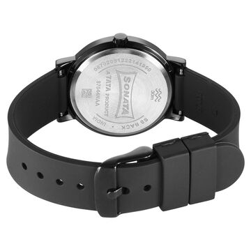 Sonata Essentials Black Dial Polyurethane Strap Watch for Women